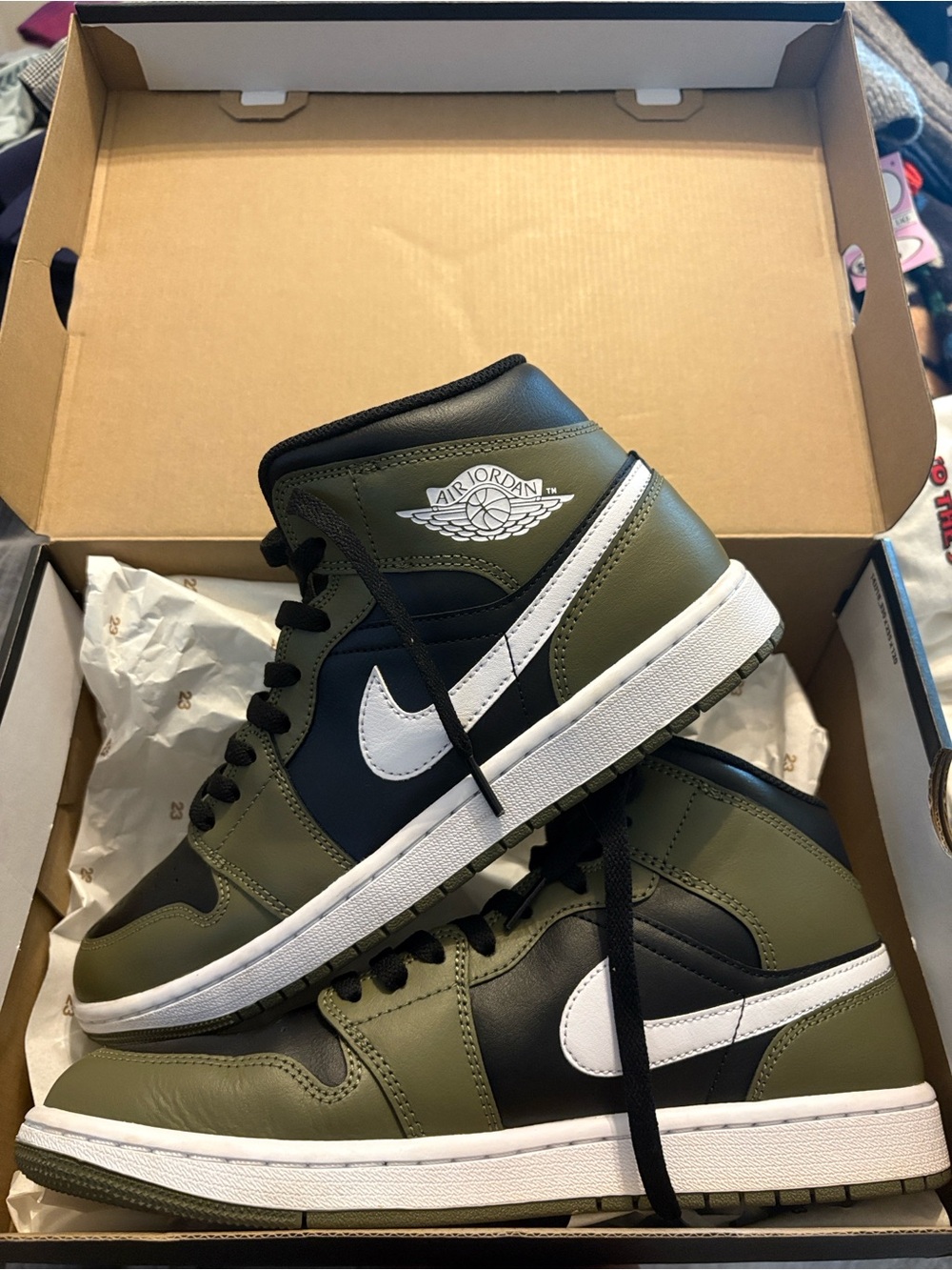 Jordan Men’s olive green, white and black